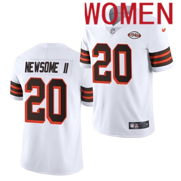 Women Cleveland Browns 20 Newsome ii Nike White 1946 Collection Alternate Game NFL Jersey